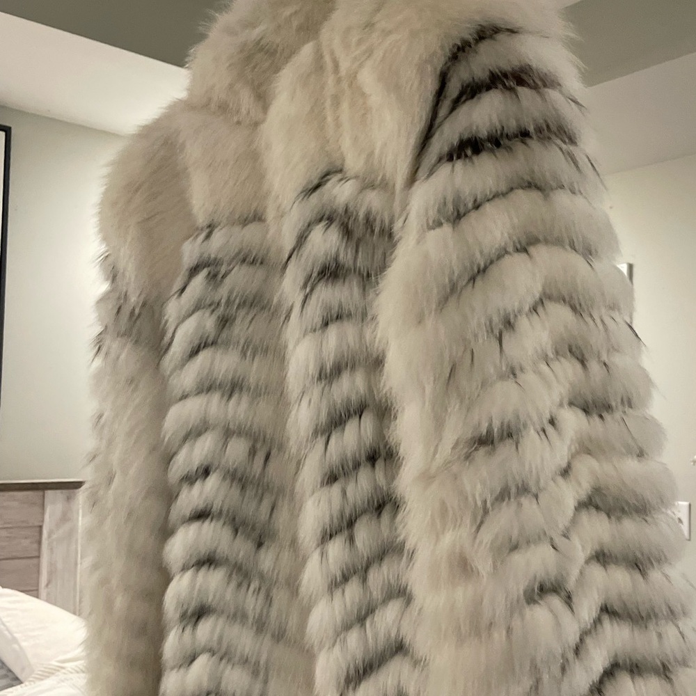 Vintage Striped Saga Fox Fur Teddy Jacket